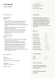 Finance Manager Resume Template #13