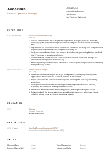 Financial Operations Manager Resume Template #1