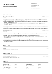 Financial Operations Manager Resume Template #2
