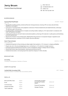Financial Reporting Manager Resume Example