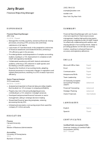 Financial Reporting Manager Resume Template #1