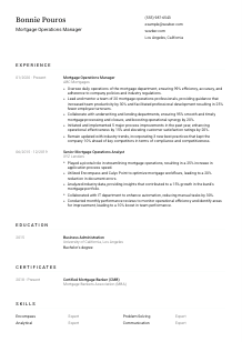 Mortgage Operations Manager Resume Template #1