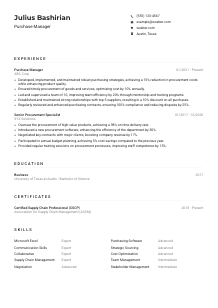 Purchase Manager CV Example