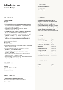 Purchase Manager CV Template #2
