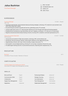 Purchase Manager CV Template #3