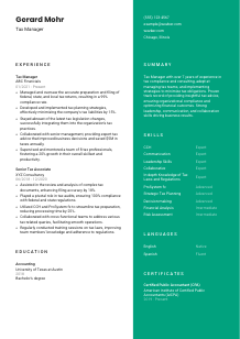 Tax Manager Resume Template #2
