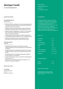 Accounting Supervisor CV Template #2