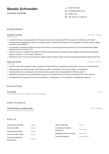 Assistant Controller Resume Example