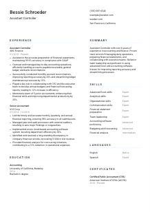 Assistant Controller Resume Template #5