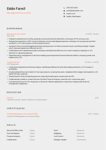 Management Accountant Resume Template #3