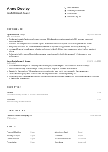 Equity Research Analyst CV Example