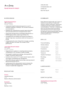 Equity Research Analyst Resume Template #11