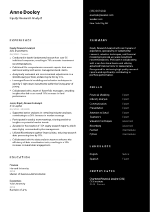 Equity Research Analyst Resume Template #17