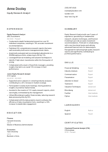 Equity Research Analyst Resume Template #5