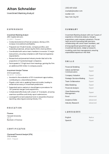 Investment Banking Analyst CV Template #2