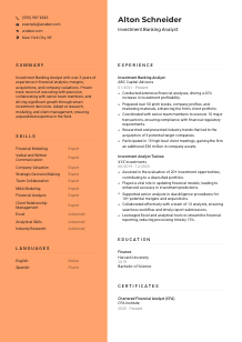 Investment Banking Analyst CV Template #3