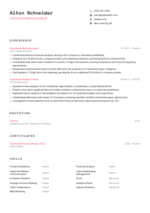 Investment Banking Analyst CV Template #1