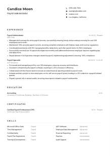 Payroll Administrator Resume Example