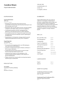 Payroll Administrator Resume Template #2