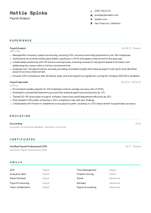 Payroll Analyst Resume Template #18