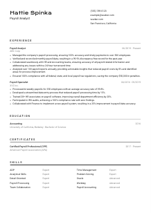 Payroll Analyst Resume Template #9