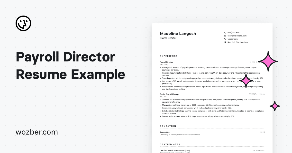 Payroll Director Resume Example