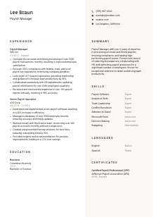 Payroll Manager CV Template #13