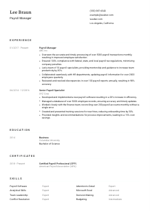 Payroll Manager CV Template #3