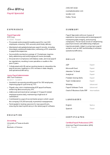 Payroll Specialist Resume Template #2