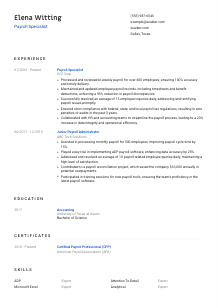 Payroll Specialist Resume Template #1