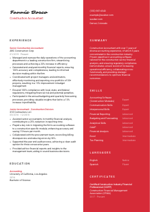 Construction Accountant Resume Template #3