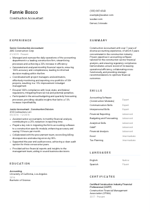 Construction Accountant Resume Template #1