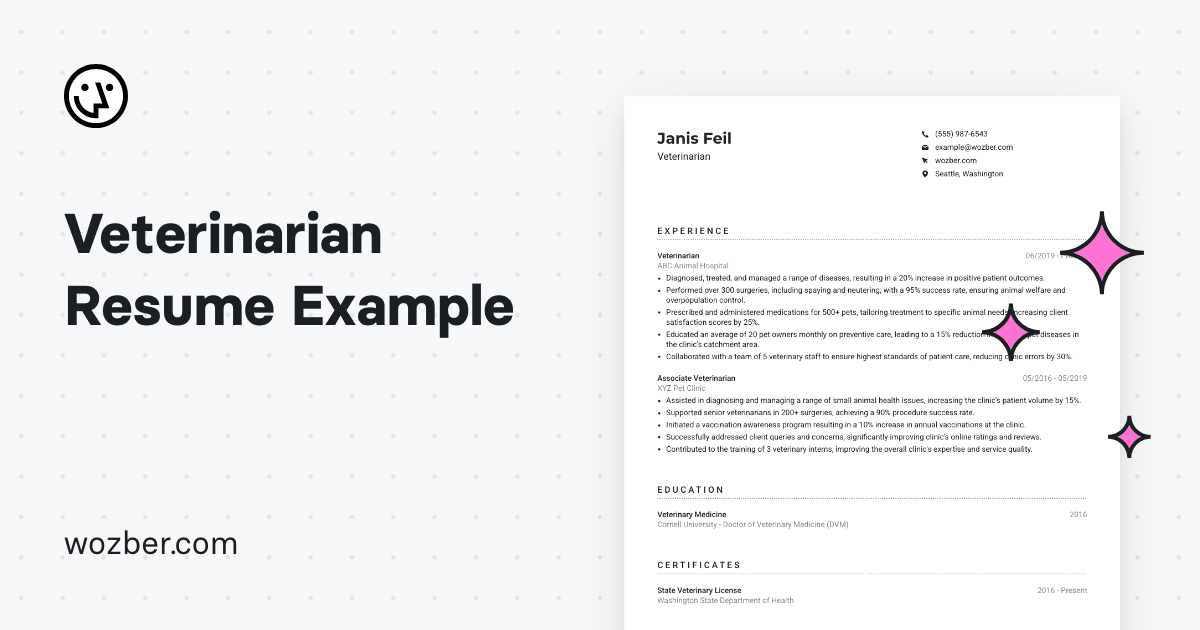 Veterinarian Resume Example