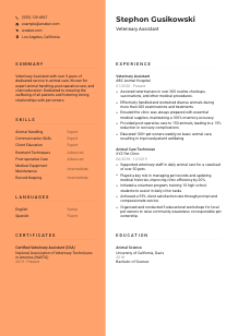 Veterinary Assistant Resume Template #3