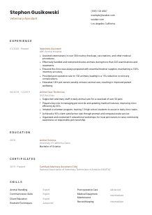Veterinary Assistant Resume Template #1