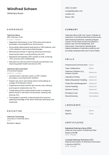 Veterinary Nurse Resume Template #12