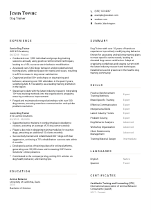 Dog Trainer Resume Template #1