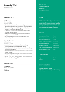 Nail Technician Resume Template #2