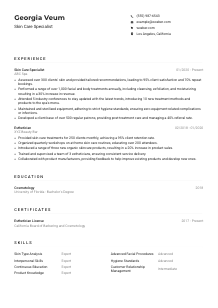 Skin Care Specialist Resume Example