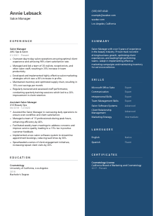 Salon Manager Resume Template #2