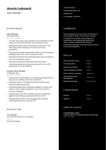 Salon Manager Resume Template #3