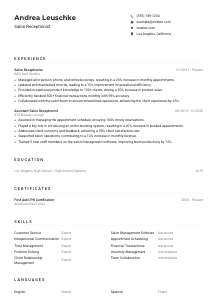 Salon Receptionist CV Example