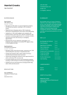 Spa Assistant Resume Template #16