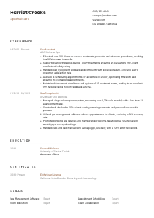 Spa Assistant Resume Template #6
