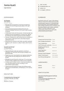 Spa Director Resume Template #2