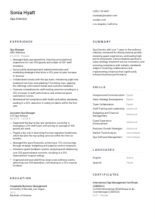 Spa Director Resume Template #1