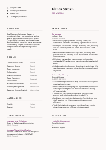 Spa Manager Resume Template #3