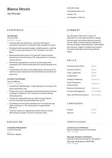 Spa Manager Resume Template #1