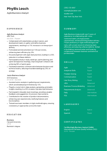 Agile Business Analyst Resume Template #2