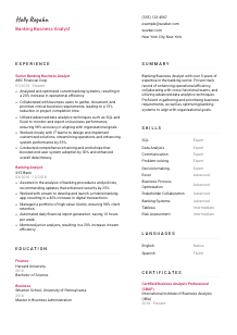 Banking Business Analyst CV Template #11